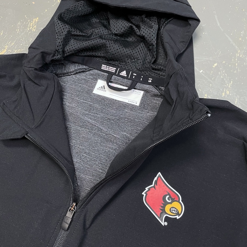 Adidas Louisville Cardinals Full Zip Hooded Jacket Large Soccer Basketball - Picture 4 of 9